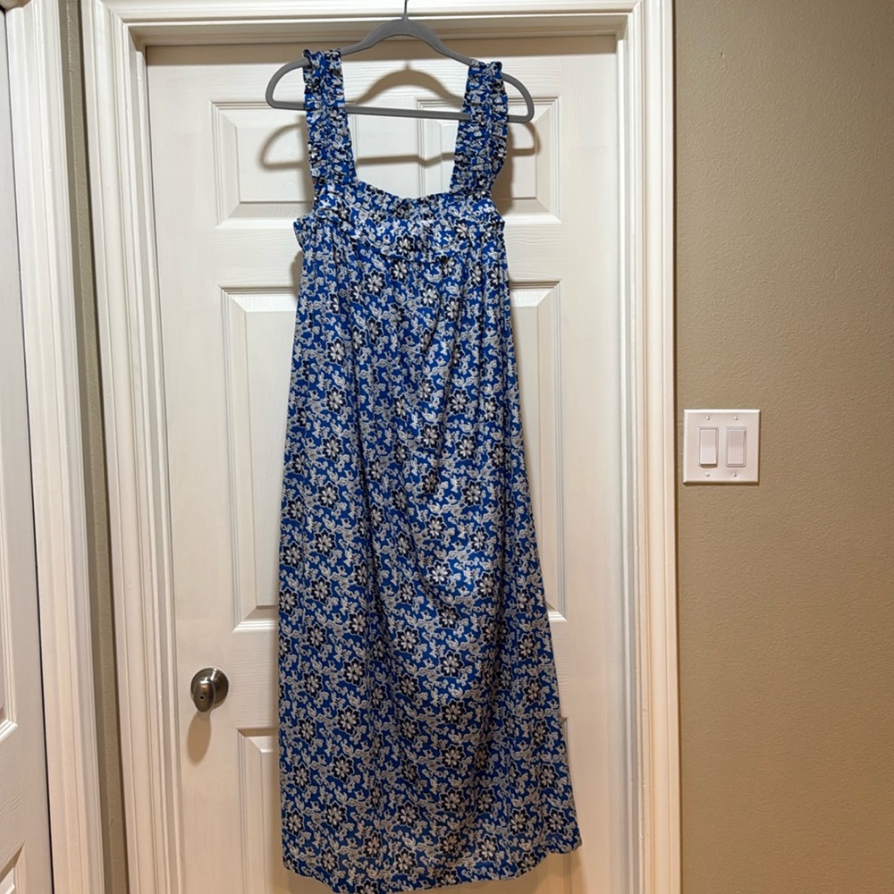 Blue floral j crew maxi dress